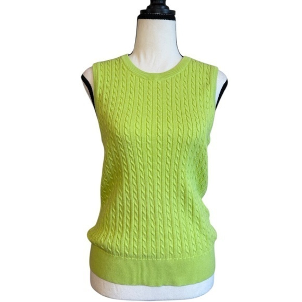Lily Pulitzer Lime Green Cable Knit Sleeveless Sweater vest